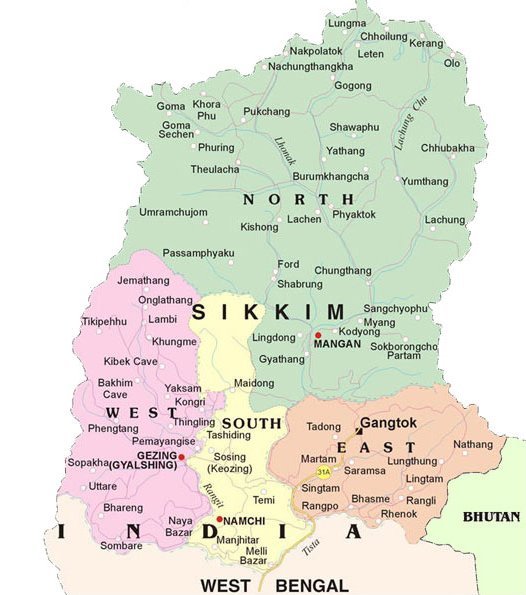 Tourist Map for Sikkim